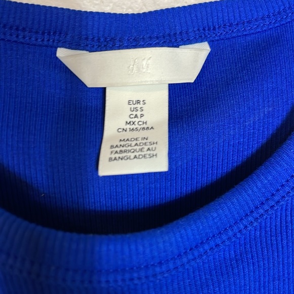 H&M Cobalt Blue 3 Piece Short Suit & Cropped Tank Small Linen Blend - Picture 12 of 16